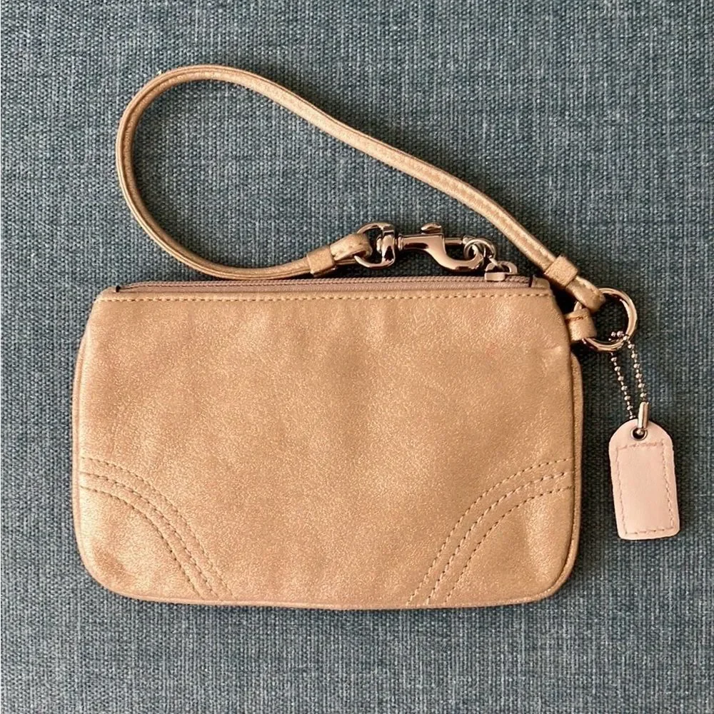 Metallic Coach Wristlet Clutch Purse